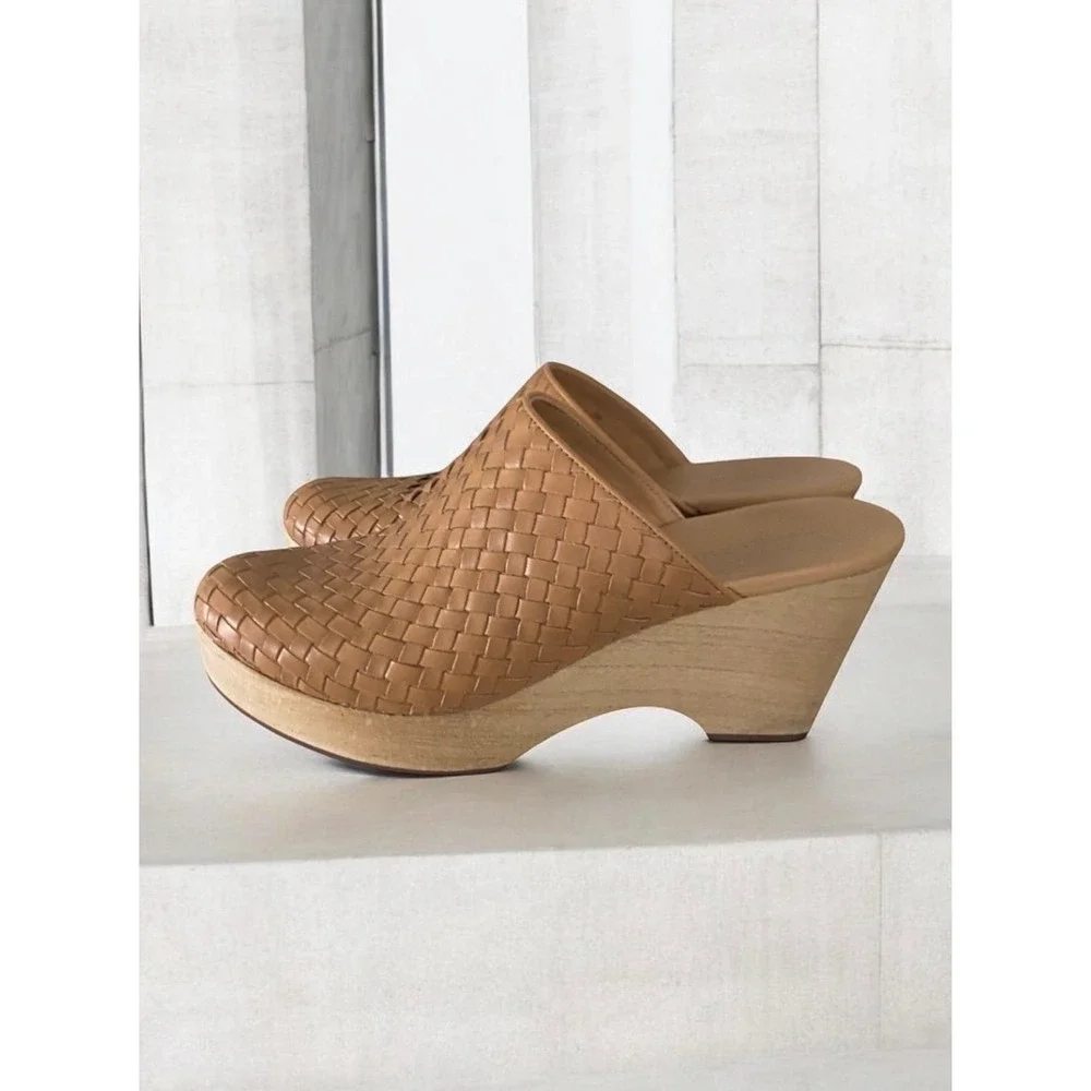 Everlane The Clog Tan Woven Leather Mules Size 10.5. Retail $165